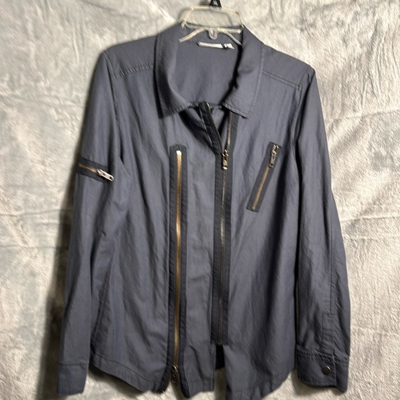 Leith Jacket women’s medium cute slate blue color lots of zipper accents - Picture 1 of 11